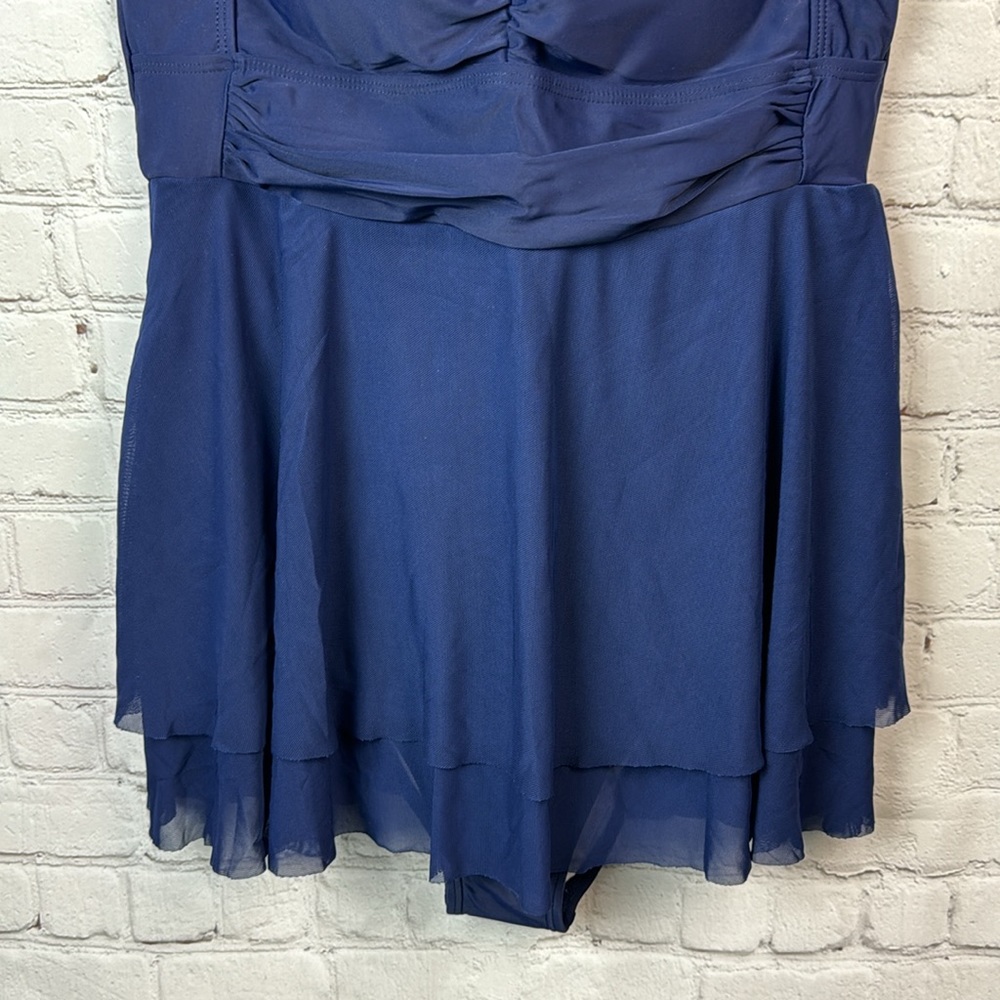 BloomChic Navy Tiered Hem Mesh Swim Dress Plus Size 6X - Picture 5 of 8